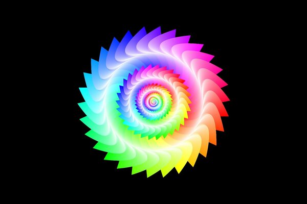 Bright colored round object on a black background