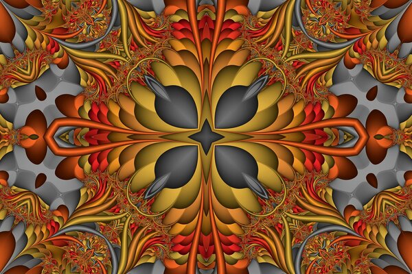 Symmetrical pattern in gray-red-red tones abstraction
