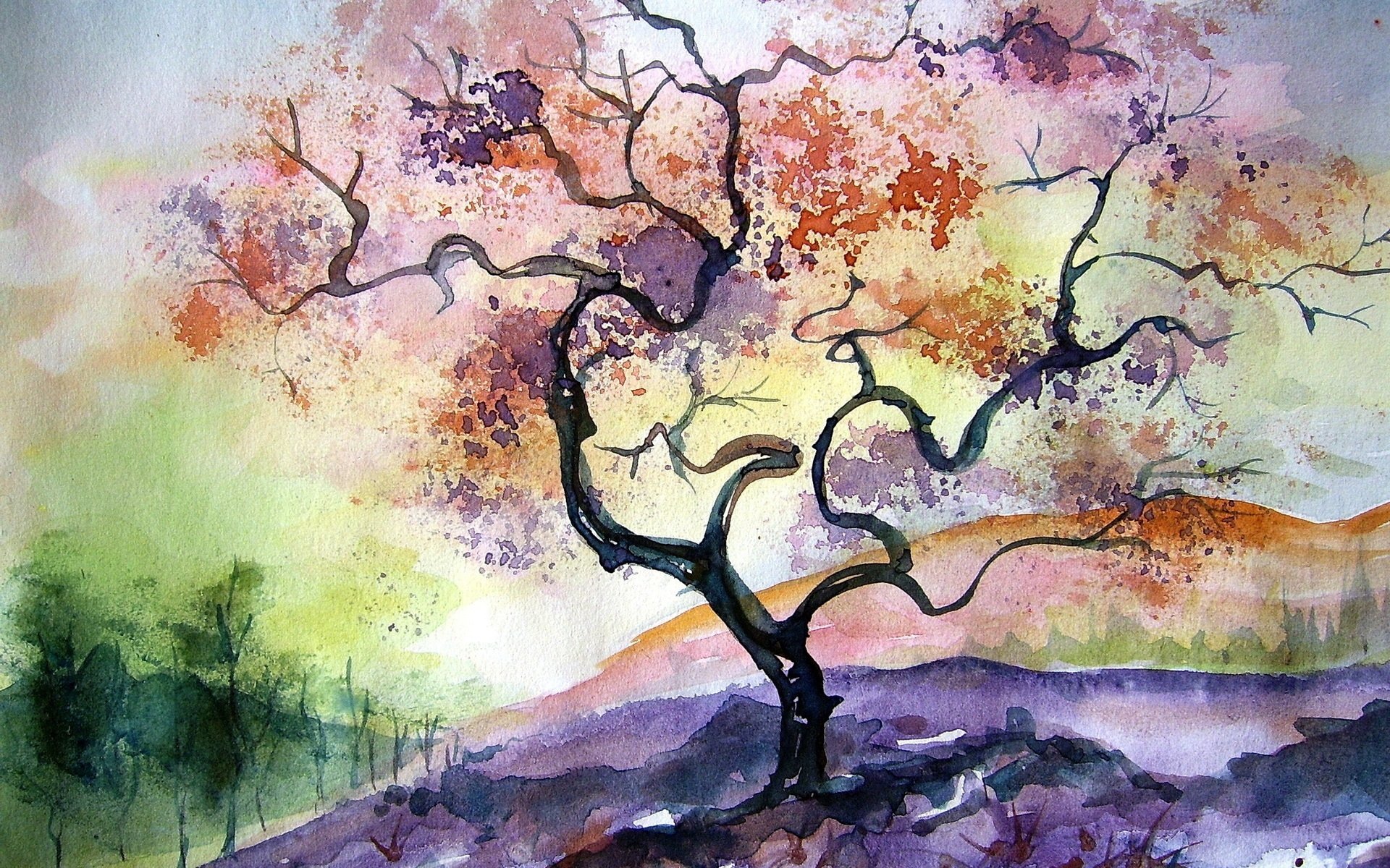 art watercolor nature autumn