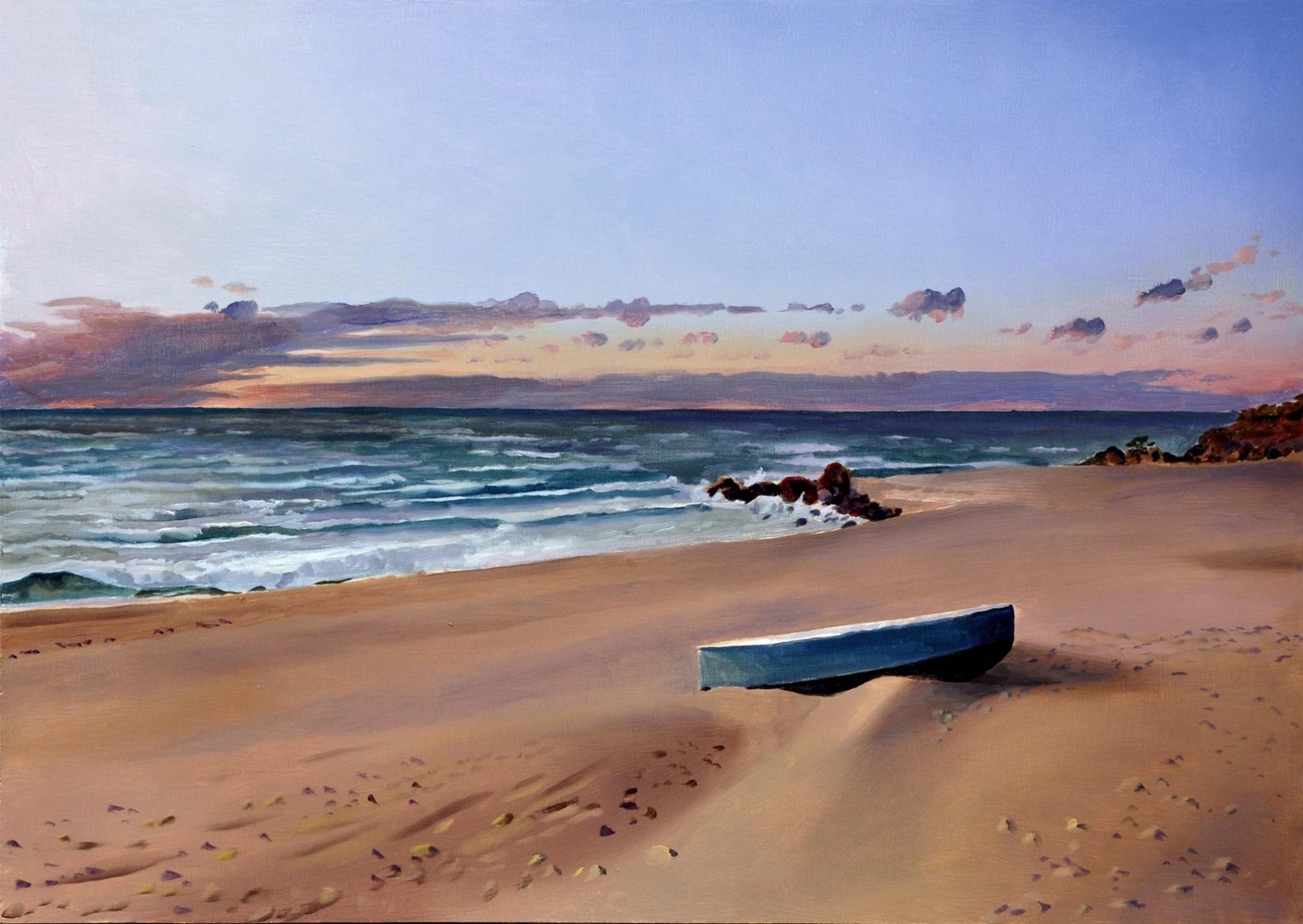beach sand sea shore boat surf rock