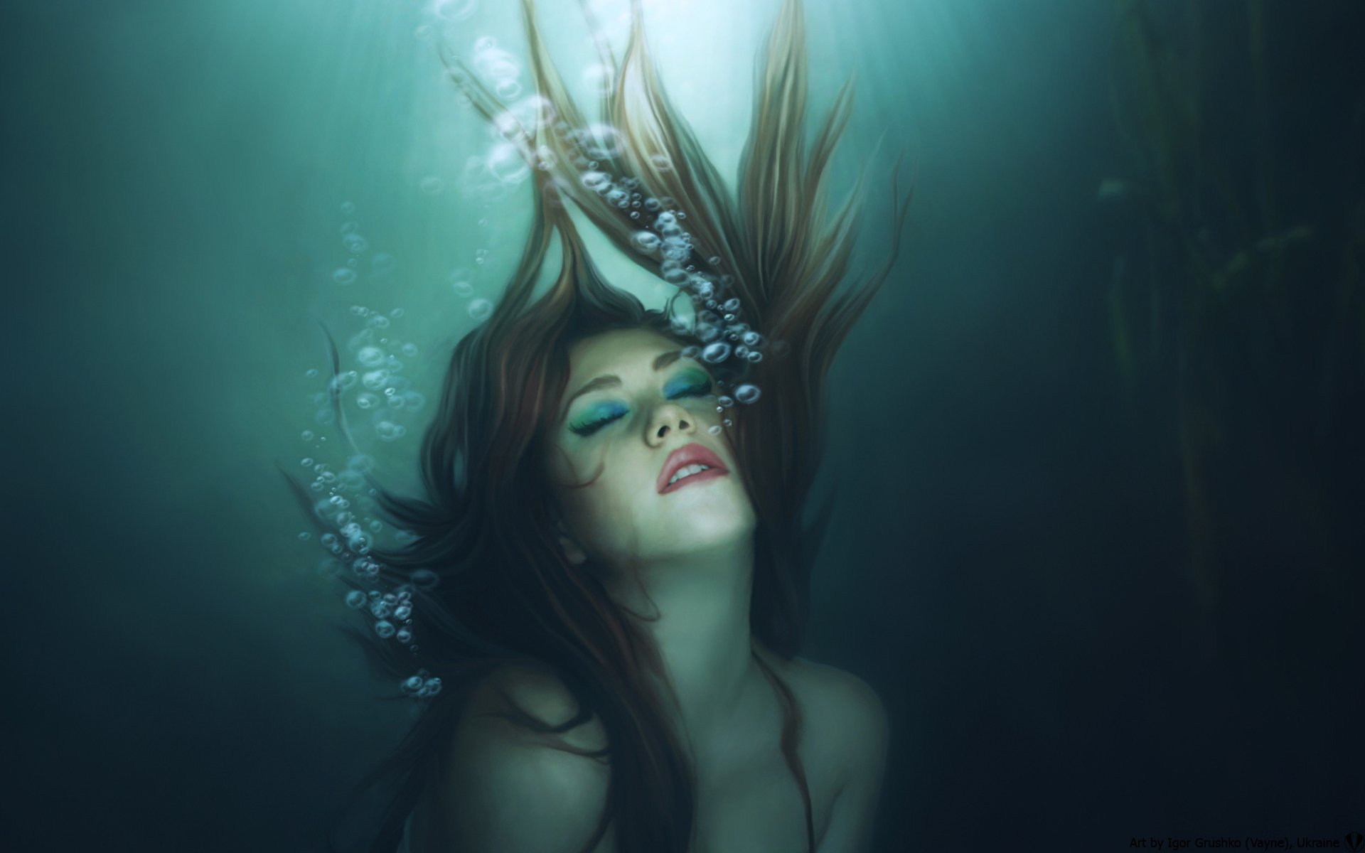 girl under water bubble