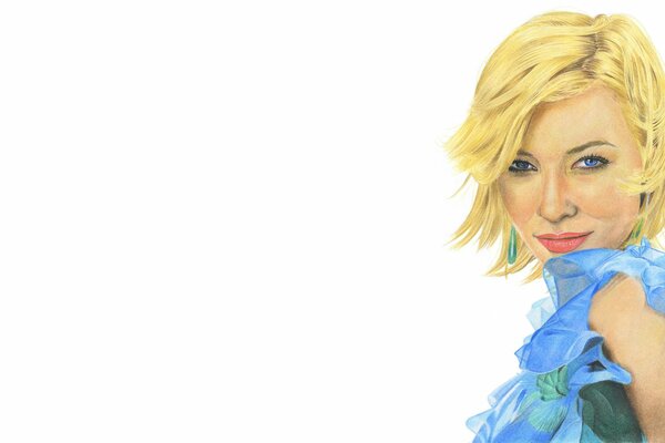 Vector portrait of a girl Cate Blanchett