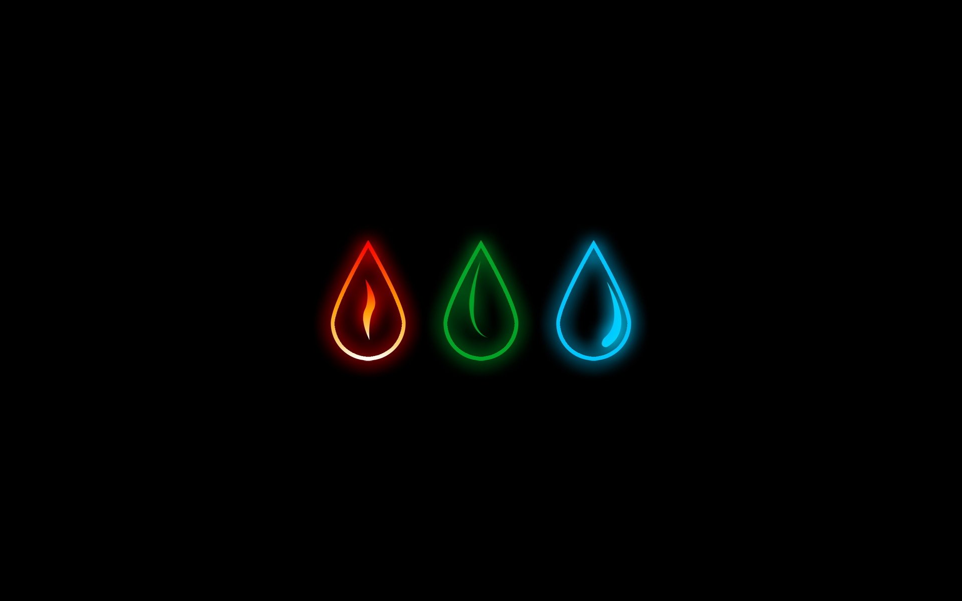 drops symbols black flowers fire land water