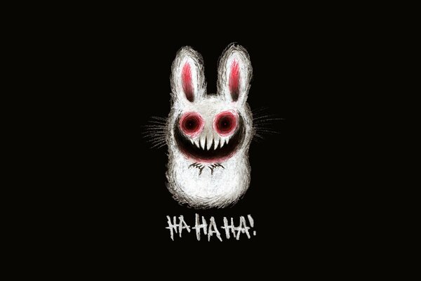 Laughter of the sinister hare in the drawing