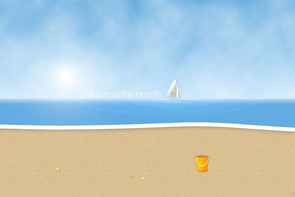 Minimalist beach with waves and sand