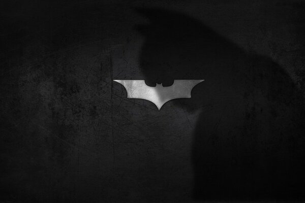 Batman shadow logo on a bat background