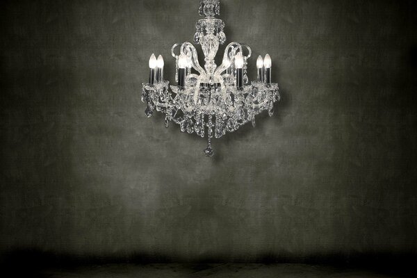 Beautiful crystal chandelier on a black background