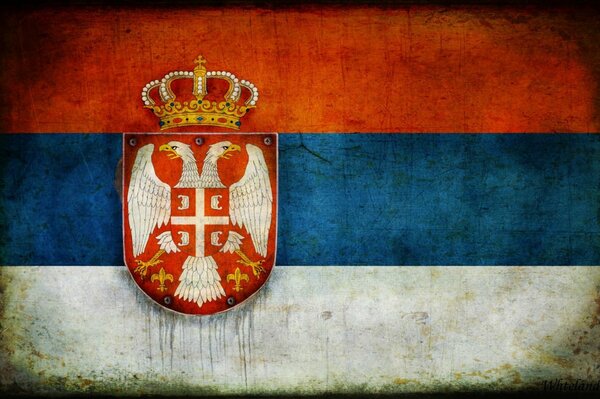 Flag of Serbia stained painted