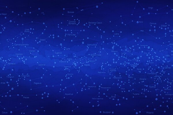 Constellation map on dark blue background