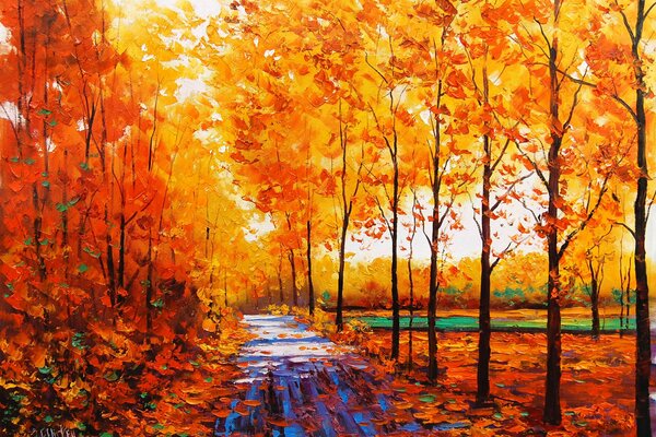 A path along the autumn forest