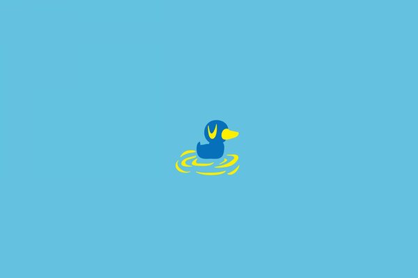 Blue duckling on a blue background