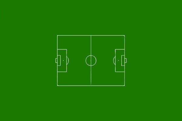 The image of a football field on a green background in the style of minimalism
