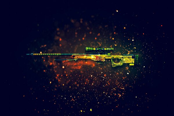 Sniper rifle on a black background