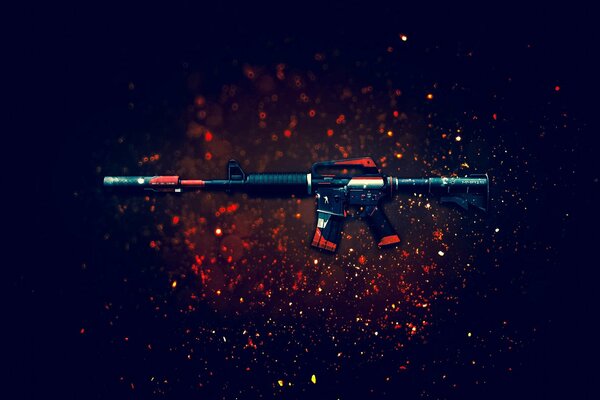 Assault rifle with red spots