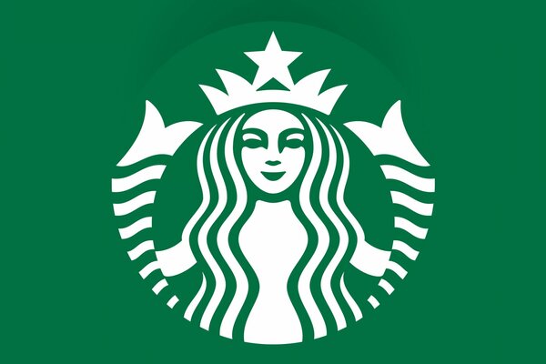 White coffee shop logo on a green background