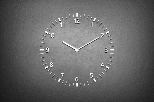 The clock face on a gray background
