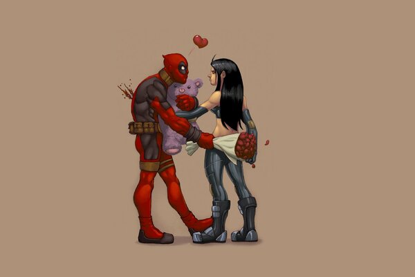 Deadpool and his romatnik are shown in art
