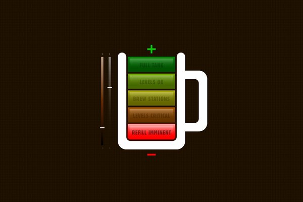 The image on the coffee meter of the liquid level