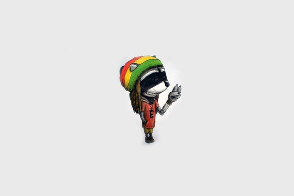 Reggae raccoon in a hat