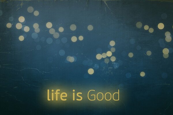 Gold lettering on a blue bokeh background