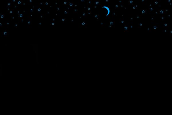 Black background with blue stars and moon