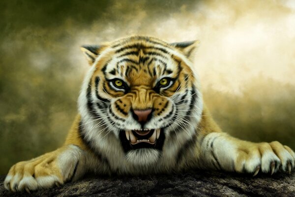 A predatory tiger and a terrible grin