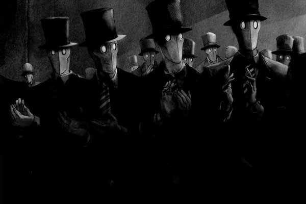 Applause of black and white people in hats