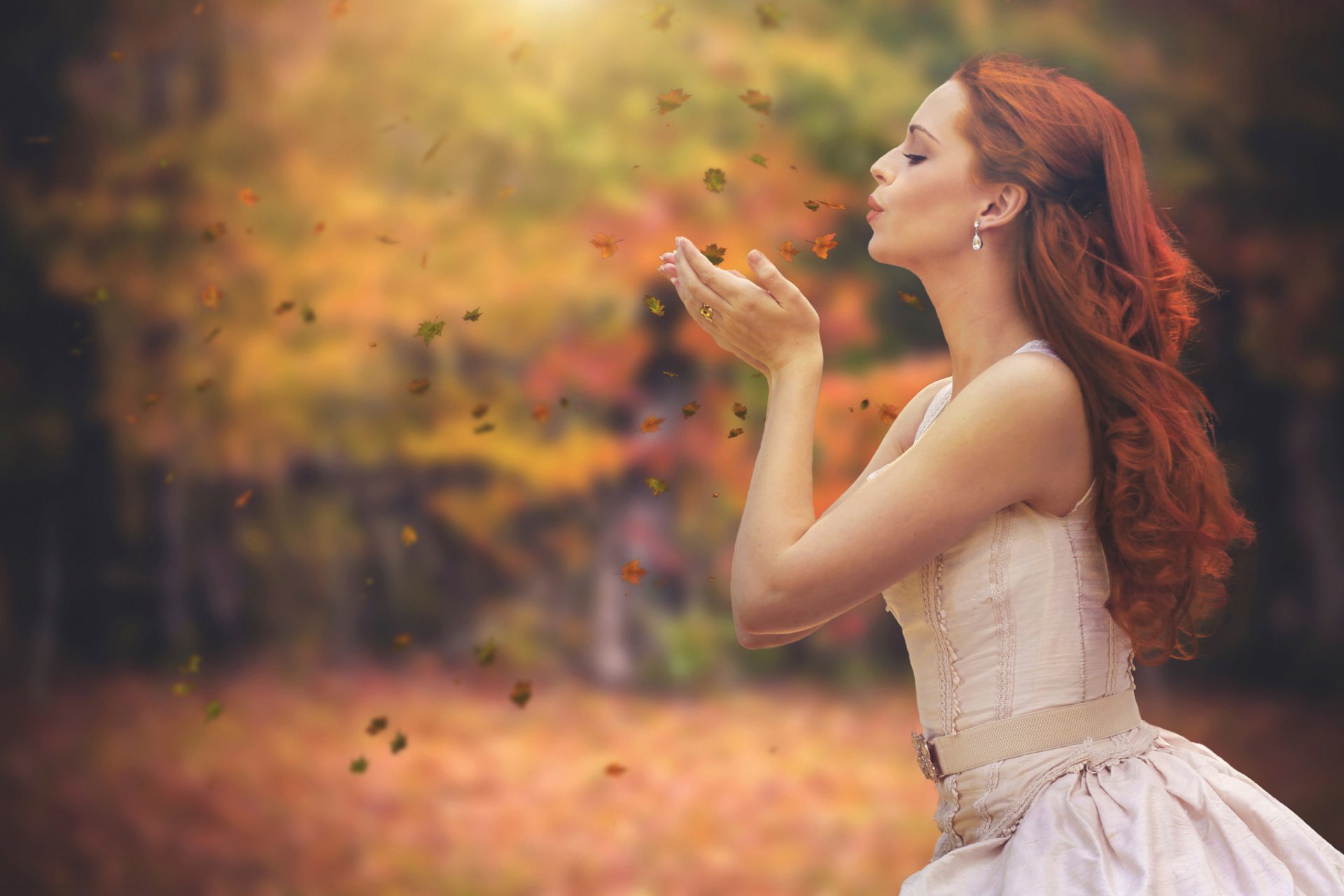 autumn leaves girl