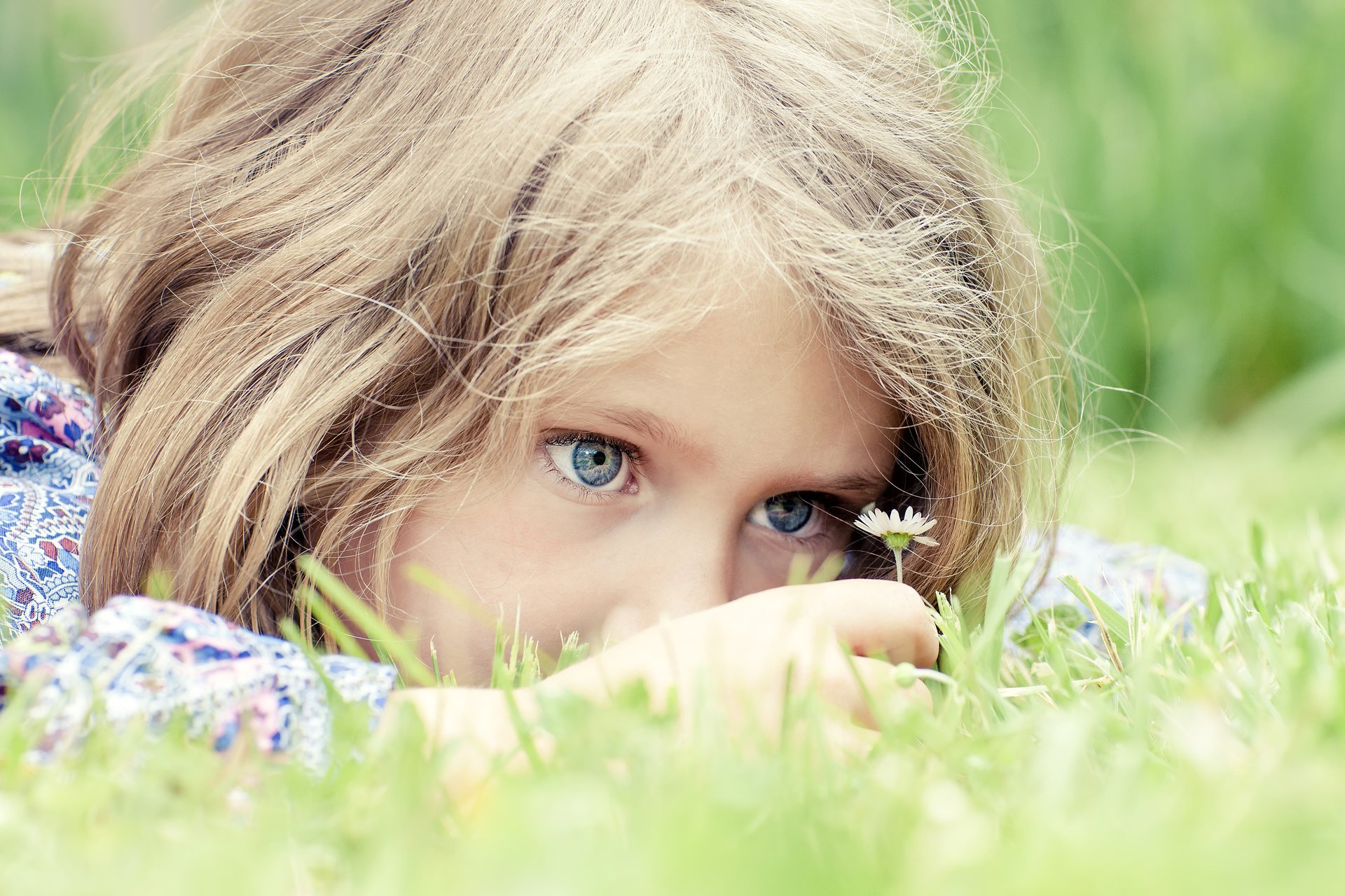 girl child happy little beautiful girl blue eyes childhood flowers hope grass play joy happy little beautiful girl children hope game rado