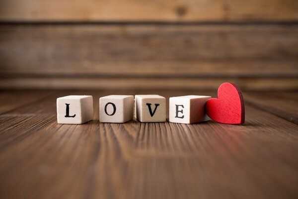 The cubes formed the word love and heart next