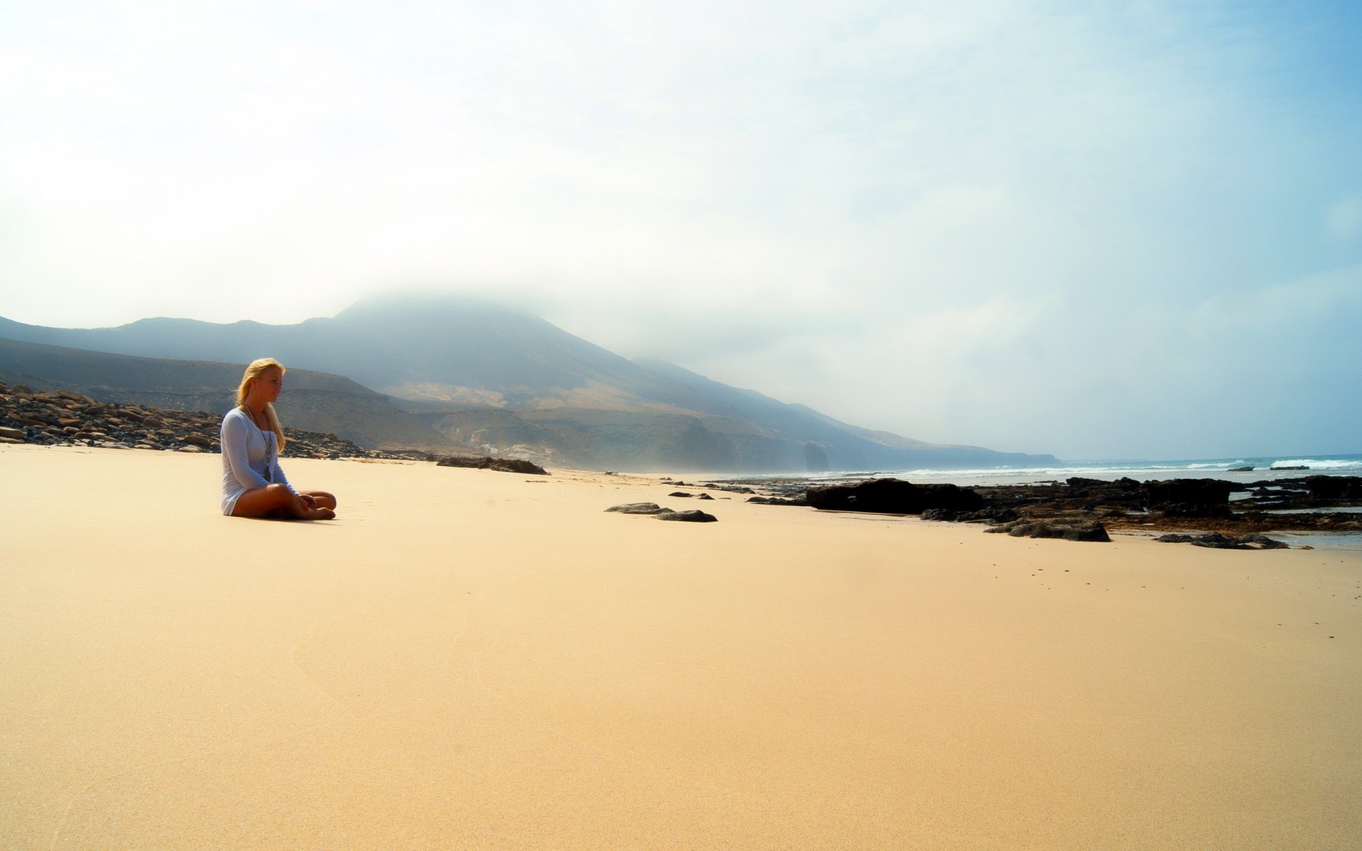 girl sea beach mood