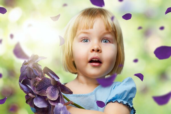 A little girl with big blue eyes