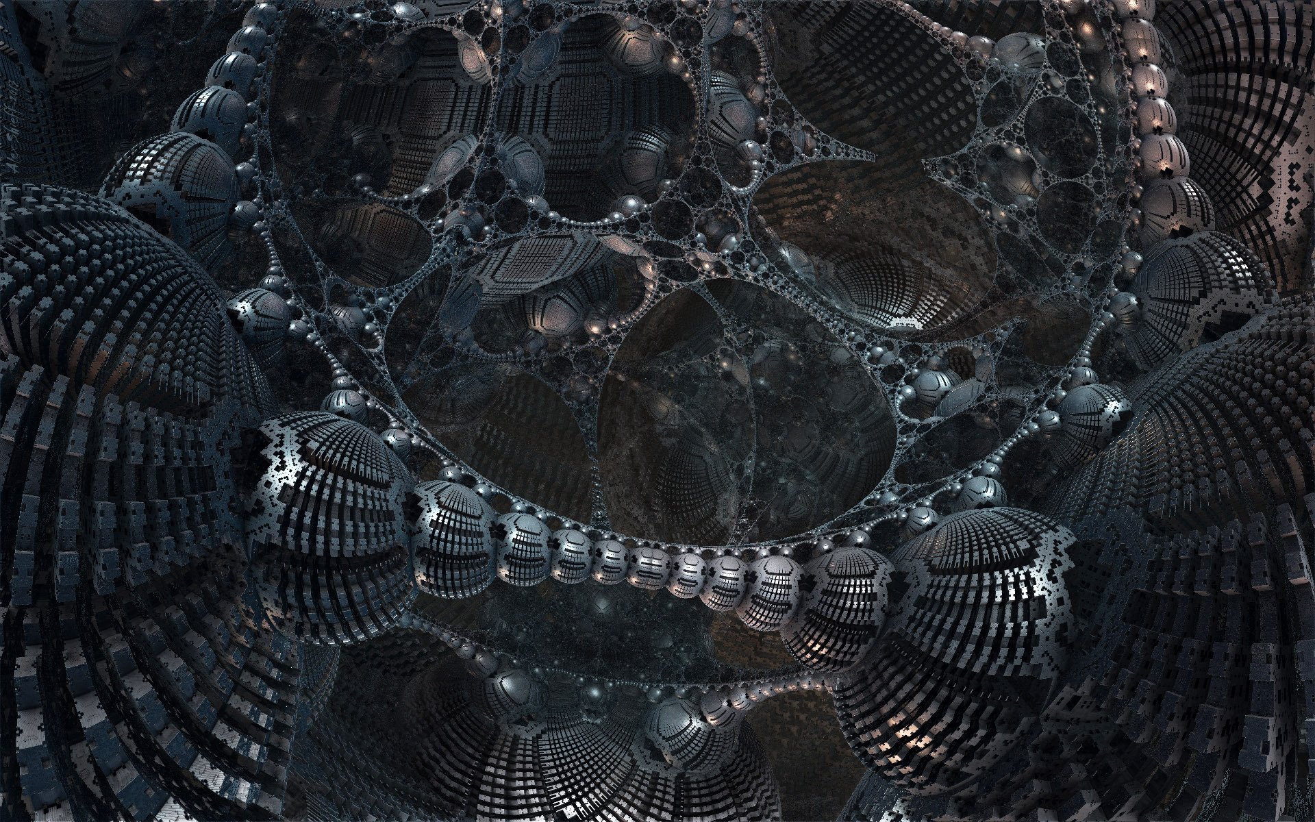 3d fractal the structure construction metal fiction abstract