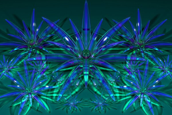 Abstraction of glass in blue-green tones