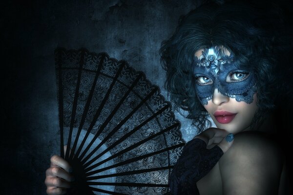 The girl in the fishnet mask is very inviting