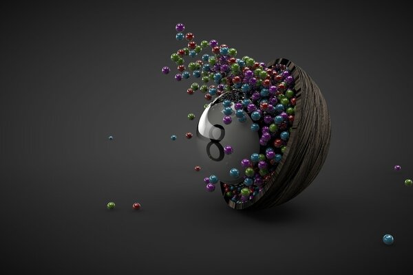 A bowl of candy in the form of billiard balls