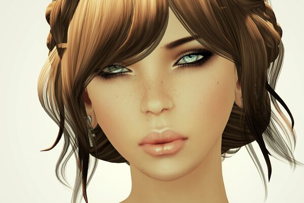 Render art with a girl with a neutral background