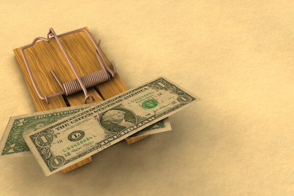 Currency, money in a closed mousetrap