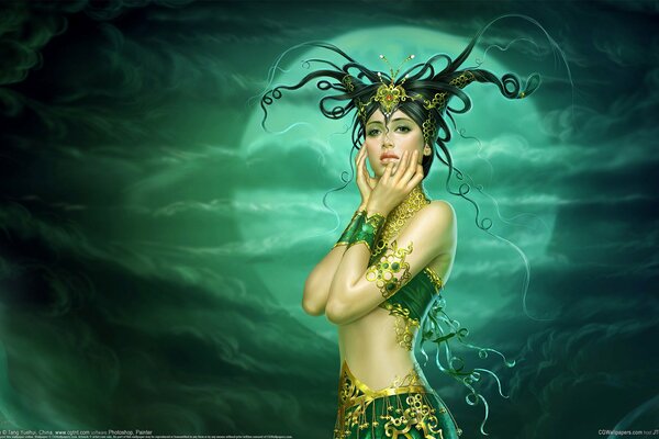 Fantastic girl with horns