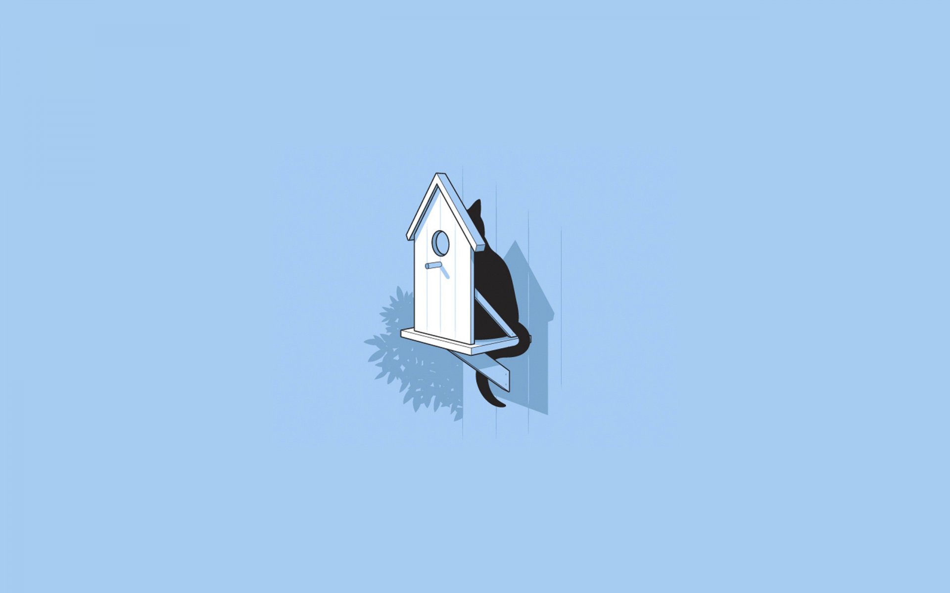 cat birdhouse hunting ambush cat minimalism
