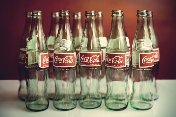 Empty Glass retro Coca-Cola Bottles