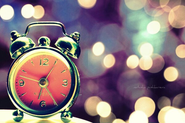 Alarm. Clock on the background of circles