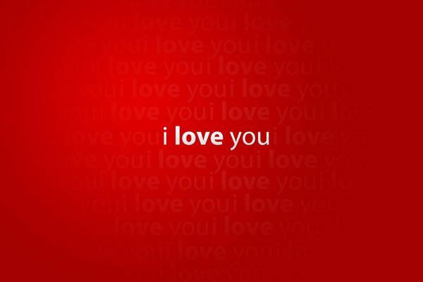 I love you. White font on red background