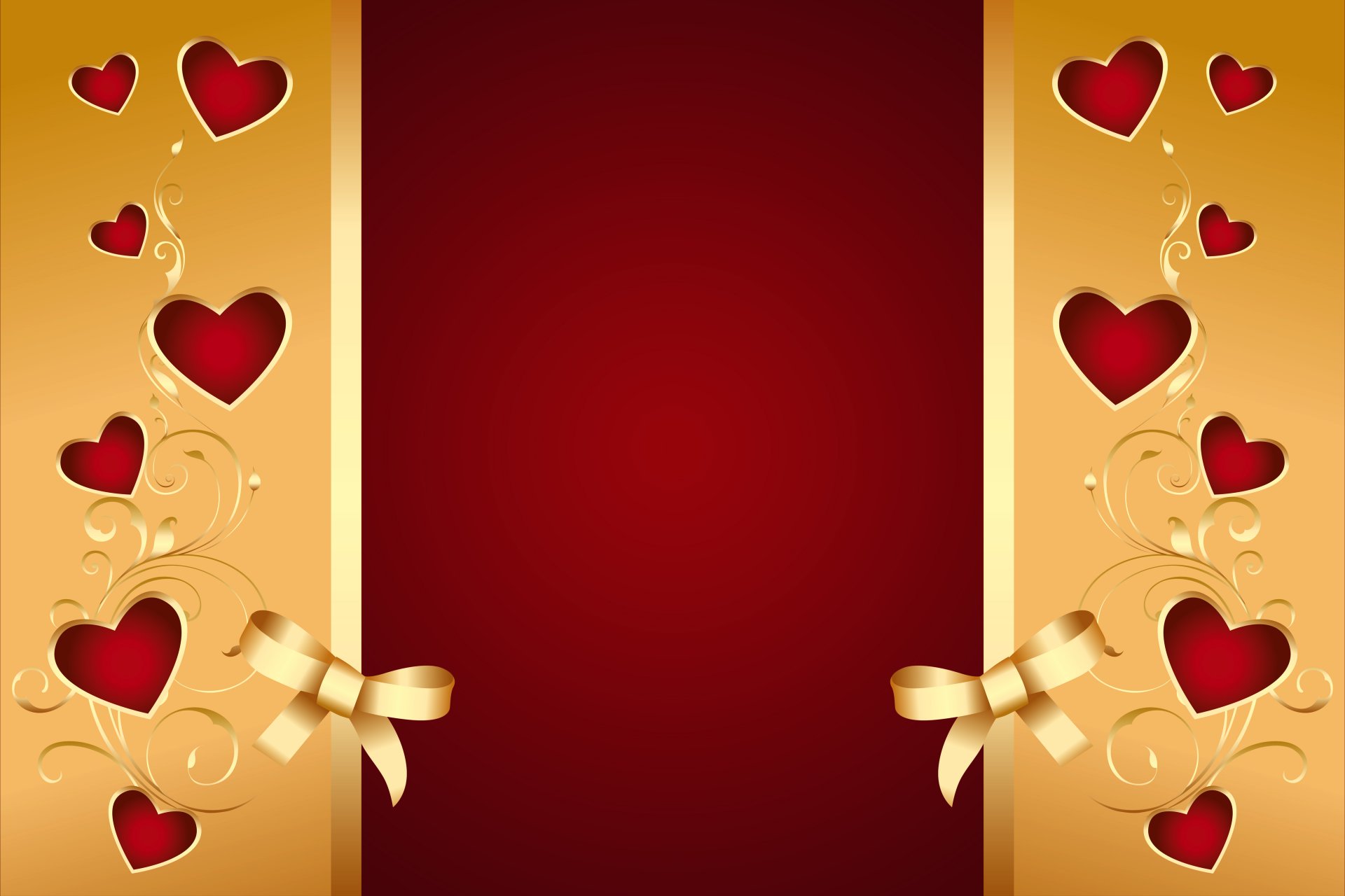 red golden hearts bow romantic love valentine background heart