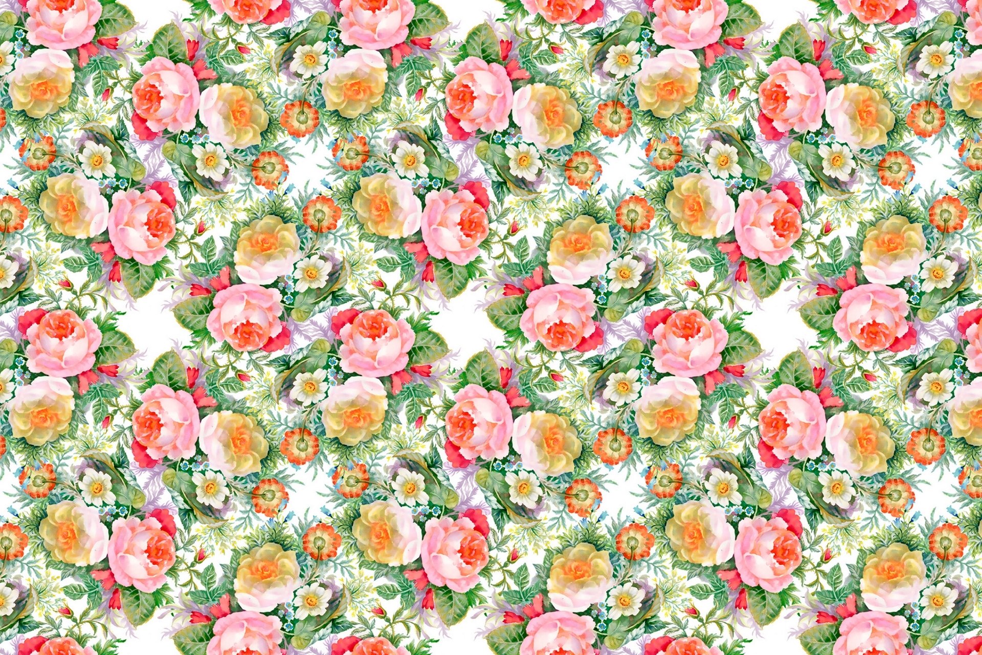 flower roses pattern buds bouquet