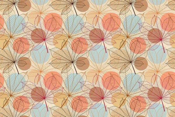 Beautiful ornament of leaves and various shapes