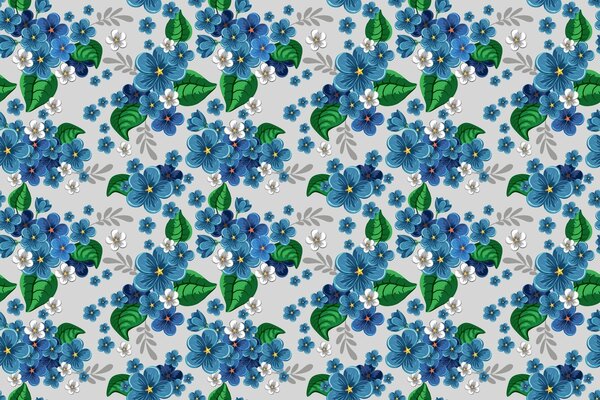 Blue flowers pattern on the wall
