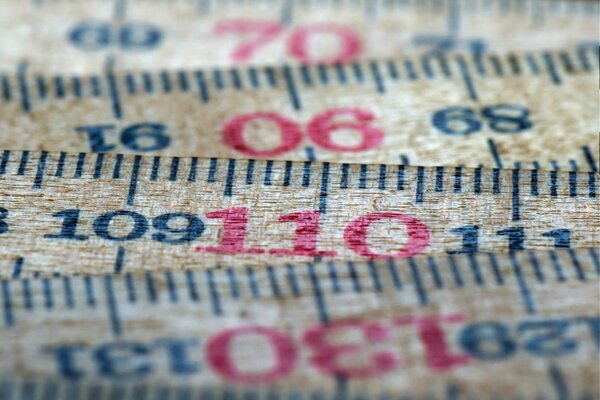 Numbers on a centimeter tape close-up