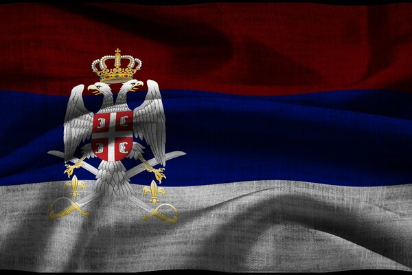 Beautiful coat of arms on the flag of Russia