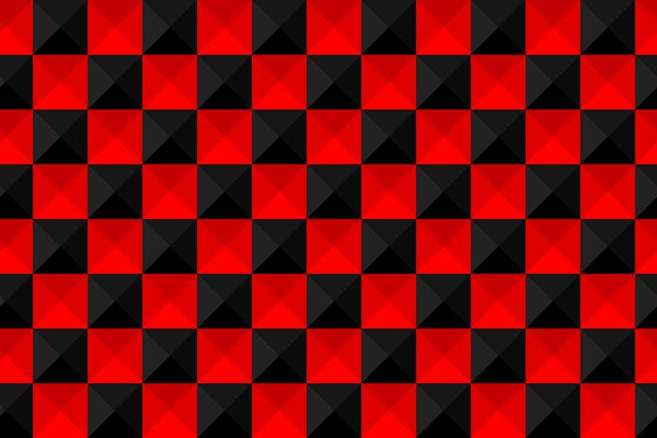 Red and black chessboard. Volume